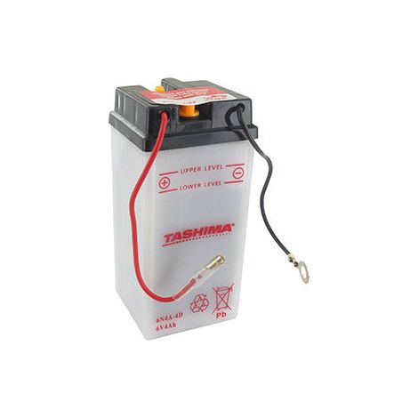 Batteria al Piombo Tashima 6V, 4A. L: 61, L: 57, H: 131mm, + a Destra Per Moto. (consegnata Senza Acido). - Batteria da Riempire con Acido