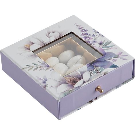 L'Arcolaio Scatola Flowers Portaconfetti 12 x 12 x 4 Cm Bomboniera Violet 1 Pz (1/2)