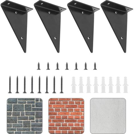 Set mit 4 dreieckigen Regalträgern – Wandhalterungen für Regalböden mit einer Breite von 15 bis 25 cm. Verstärkt und dicker. Unsichtbare Befestigung. Decora-AquaForge.