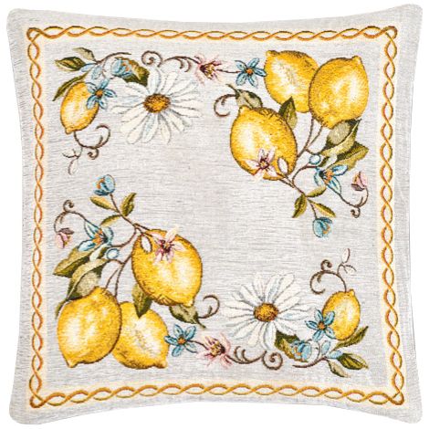 Federa Cuscino Arredo Casa Fodera Tessuto Cinigliato Estivo Limoni, misura50x50coloreLimoni (1/5)