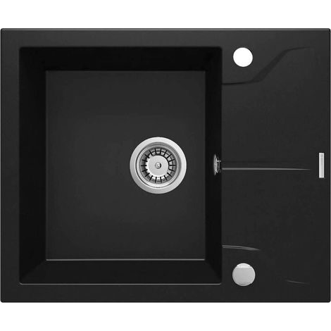 Lavello in granito a vasca singola con gocciolatoio nero nero ZQN N11A
