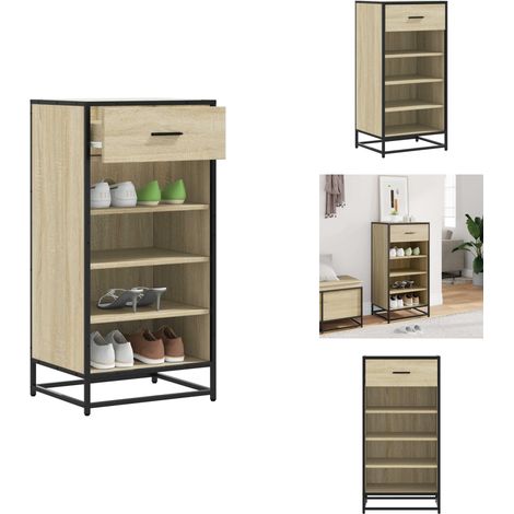 Schuhregal Sonoma-Eiche 48x38x97,5 cm Holzwerkstoff - Schuhregal - Schuhregale - Schuhschrank - Schuhe Aufbewahrung (1/5)