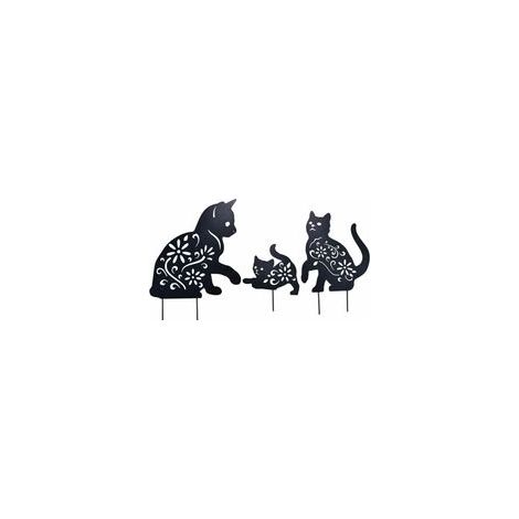 Gartendekoration aus Acryl, schwarze Katze, Metall-Gartenstecker, für drinnen und draußen