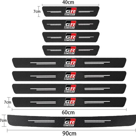 (9 pièces pour GR Sport) Protections de seuil de porte en fibre de carbone GR Sport pour Toyota GR,Gazoo Racing,C-HR,RAV4,Mirai,Avensis,Prado HV,RZ (1/3)