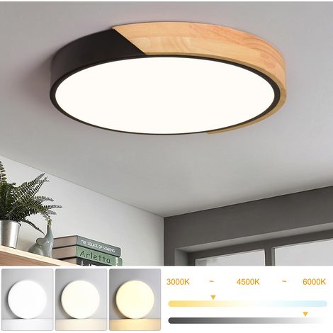 Plafonnier LED à intensité variable 40 cm, Plafonnier moderne en métal avec télécommande, lumières décoratives noires 36 W, 3 températures de couleur (1/5)