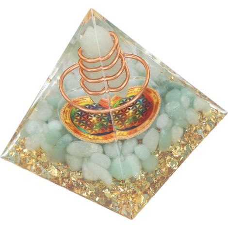 Pyramide Orgonite 6cm en cuivre et pierre naturelle, générateur d'énergie positive pour méditation et décoration artisanale (1/5)