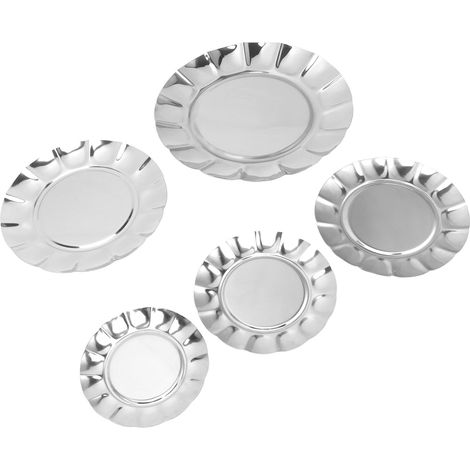 Ensemble de 5 assiettes plates en acier inoxydable, 13 cm, 15 cm, 16,5 cm, 20 cm, 25 cm, plat à rôtir (1/5)