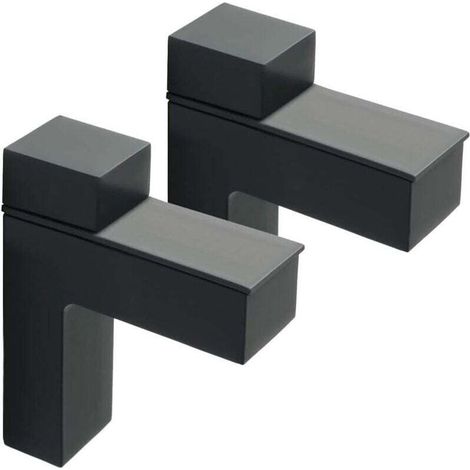 Soportes de estante de vidrio de 2 piezas, ajustables y adaptables al grosor del estante, para baño, montaje en pared con tornillos, acabado en aleación de zinc negro mate.