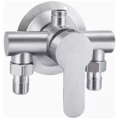 Interrupteur de robinet de douche en acier inoxydable G1/2 Filetage 304 Mélangeur d'eau chaude et froide Poignée en métal murale (1/4)