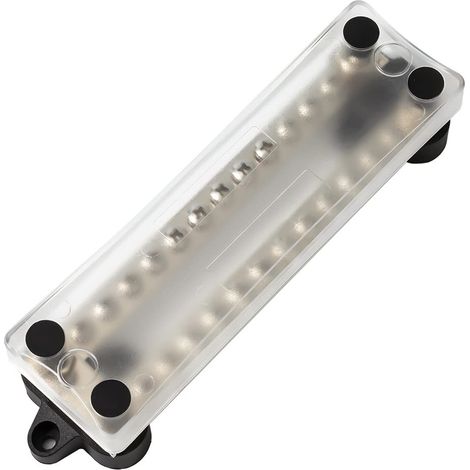 Répartiteur avec 4 Goujons M6 24 Vis M4 Bornes Kit Cache Bornes Bus Bar 12V - 48V DC - 100A (1/5)