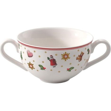 tasse à soupe 250 ml multicolore, compatible micro-ondes, vaisselle de Noël, service de table de Noël, tasse à soupe avec anse, porcelaine