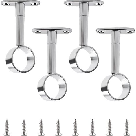 Ensemble de 4 tubes d'armoire réglables en acier inoxydable, Diamètre 25mm, Support de levier de rangement, Support de tige (1/5)