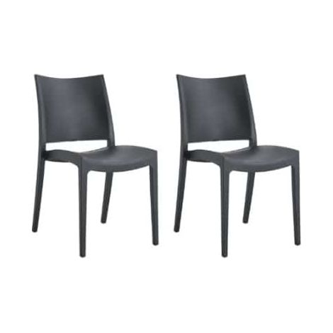 KIT 2 SEDIE POLIPROPILENE CUCINA BAR RISTORANTE SEDIA INTERNO ESTERNO NERO 580FL