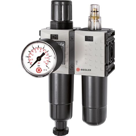 Riegler Wartungseinheit 2-tlg. »FUTURA-mini«, Metallbe., Stand.mano., G 1/4, 0,1-4, HA (1/4)