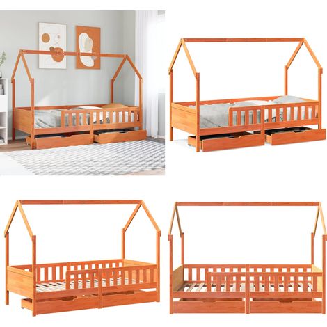 vidaXL Cadre de lit enfants avec tiroirs sans matelas 90x190 cm bois