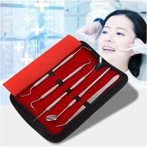 Ulisem Dentista Kit - Set di strumenti per il Professionista Dentista in Acciaio Inox 5 pezzi Kit di Pulizia per Adulti, Bambini e Animali da compagnia Utilizzo di igiene orale (1/5)