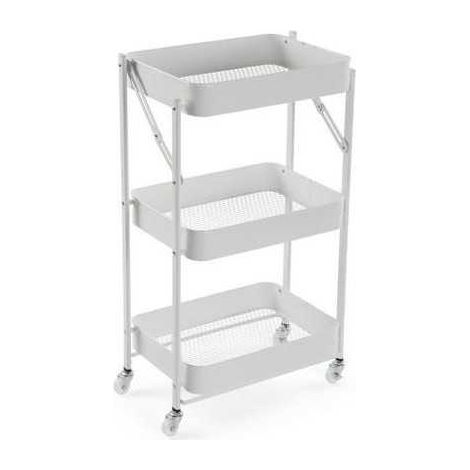 Carro plegable metalico blanco 45X29.5X77CM VERSA