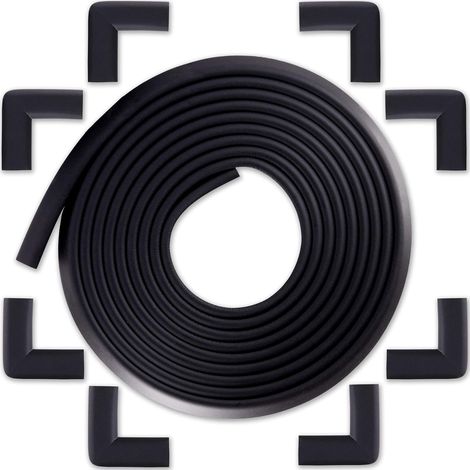 Protection des Bords et Coins de Meubles - Kit de Sécurité avec 8 Angles et Rebord de 5m en Mousse pour Table et Plus -Noir