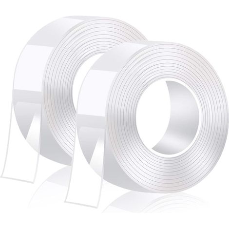 3 Mètres Ruban Adhésif Double Face Extra Fort, Fin Nano Tape Lavable Transparent, Amovible Traceless, Ruban Adhésif Double Face Réutilisable Antidérap (1/4)