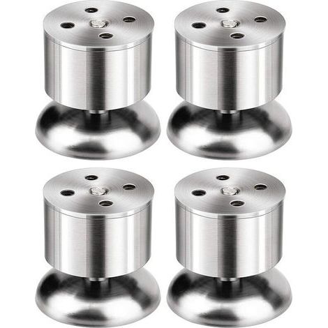 Lot de 4 Pieds - 6cm de Meuble Réglable Pieds de Table en Acier Inoxydable avec Tapis en Caoutchouc et Vis (1/5)
