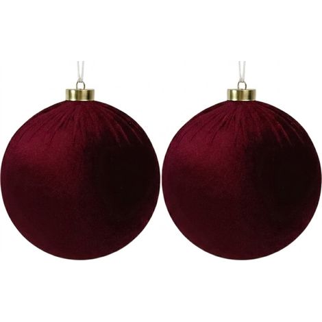Set di 2 Palle grandi per albero di Natale 30cm Velluto bordo' Decorazione   Addobbo gigante Bordeaux per un Albero Elegante  Addobbi Natalizi per Casa, Ufficio e Locali commerciali (1/5)