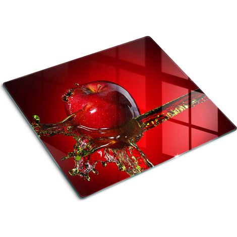 Planche de cuisine, couvre plaque, verre planche découper, verre trempé – 60 x 52 cm - Pomme et eau