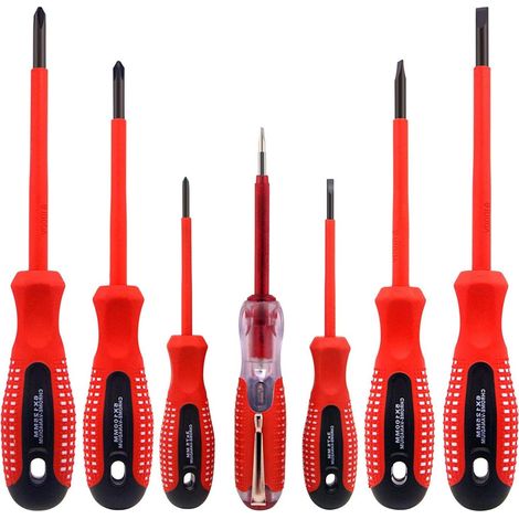 Aougo – 7 piece 1000V insulated screwdriver set – Premium CR-V steel – Black oxide magnetic bits – Non-slip TPR handle – For electronic repairs (1/5)