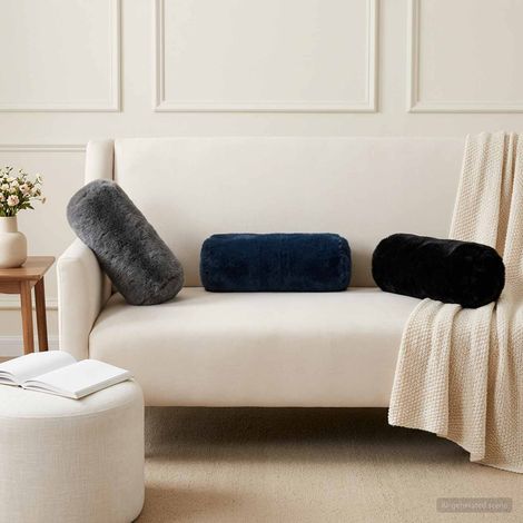 Housse de coussin 2 pc HEERLEN Noir Ø 15 x 40 cm (1/5)