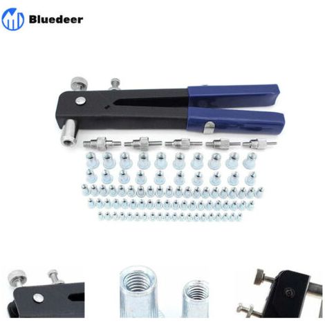 Filetée Rivet Écrou Kit, 86 Pcs Pince à Riveter Kit de Écrou Riveteuse Rivet Nutsert Gun Outil de pince à Rveter Insert Fileté pour filetage M3 M4 M5 M6 M8 (1/4)