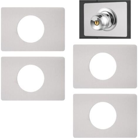 Piastra di rinforzo autoadesiva per serratura della porta – 4 pezzi in acciaio inox, finitura argento, quadrata, kit di riparazione rapida