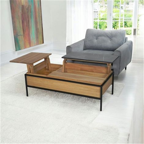 Table basse relevable style design en bois de chêne finition miel ESSEN (1/5)