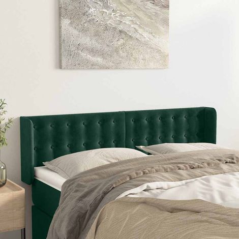 vidaXL Cabecero de terciopelo verde oscuro 147x16x78/88 cm (1/5)
