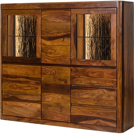 Credenza Sheesham marrone scuro Cerato 166x40x145 cm montato TORONTO LUX 204 (1/3)