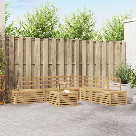 Salon de Jardin 7 Pièces en Bois d'Acacia Massif Blanc - Ensemble de Canapés 6 Places - PANGIVO (1/5)