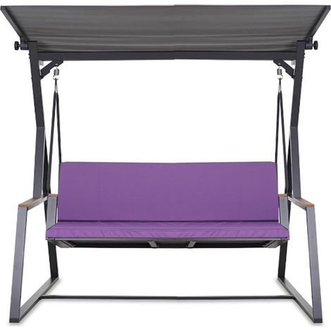 Coussin pour balançoire de jardin Violet 100x60x50 cm avec housse amovible, coussin pour balancelle 2 places (1/5)