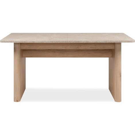 CALICOSY - Table à manger extensible décor chêne et travertin L160-200 cm - SAI (1/5)