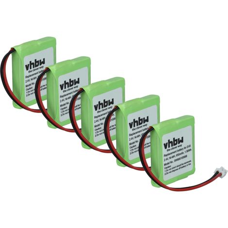 vhbw 5x Akku kompatibel mit Swisscom Aton CL-102 schnurlos Festnetz Telefon (650 mAh, 2,4 V, NiMH)
