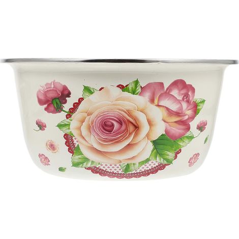 Bol de cuisine en émail, style rétro, idéal pour conserver la salade et le riz (1 pièce) (1/5)