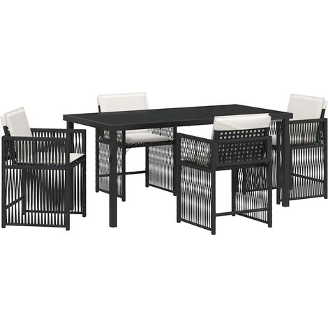 Ensemble de salle à manger pour jardin 5 pcs,Salon de jardin Noir polyrotin CFW35088 (1/5)