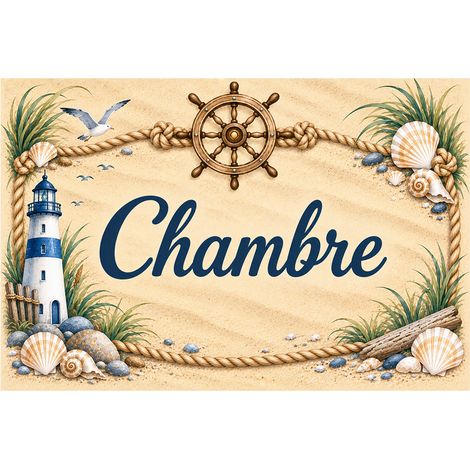 Plaque Chambre 20 x 15 cm décoration marine porte bord de mer (1/2)