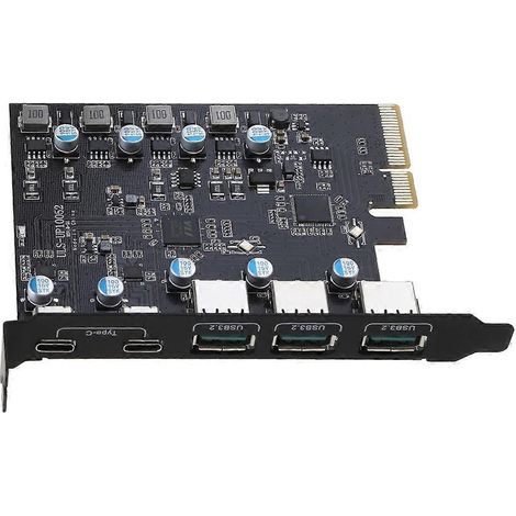 Superschnelle 20-Gbit/s-PCIe-USB-3.2-Erweiterungskarte mit 5 USB-A- und Typ-C-Anschlüssen für Windows (1/5)