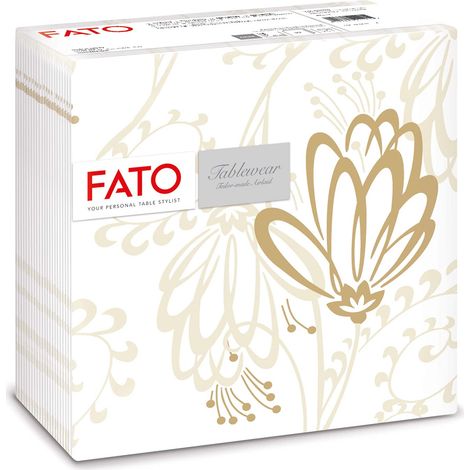 Fato, Tovaglioli in Carta a secco, Airlaid, Effetto Tessuto, Confezione da 50 tovaglioli, Formato 40x40 piegato in 4, Decoro Boulevard (1/5)