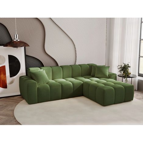 Canapé D'angle Méridienne Droite Colombo Tissu Velours Vert (1/5)