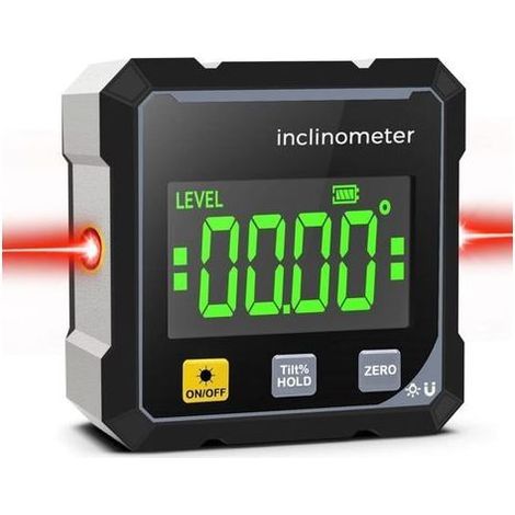 Inclinomètre numérique avec laser électronique, jauge d'angle magnétique puissante à 4 faces, double laser, niveau numérique avec écran LCD, chargement USB, inclinomètre étanche IP54, outil de mesure (1/5)