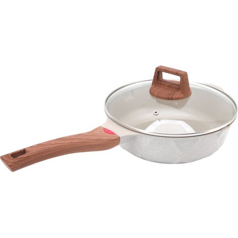 Poêle antiadhésive blanche de 24 cm, idéale pour les steaks, les œufs et les omelettes. Compatible tous feux et plaques à induction. (1/5)