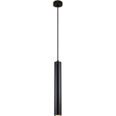 ALPINALUZ Lámpara Colgante de Techo Moderno Aluminio Negro Minimalista en Forma de Tubo 40cm  con Portalámpara GU10, Altura Ajustable (1/5)