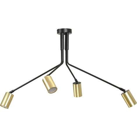 Plafoniera Minimal Tenjin Acciaio Nero 4 Luci Gu10 Ip20 (1/5)