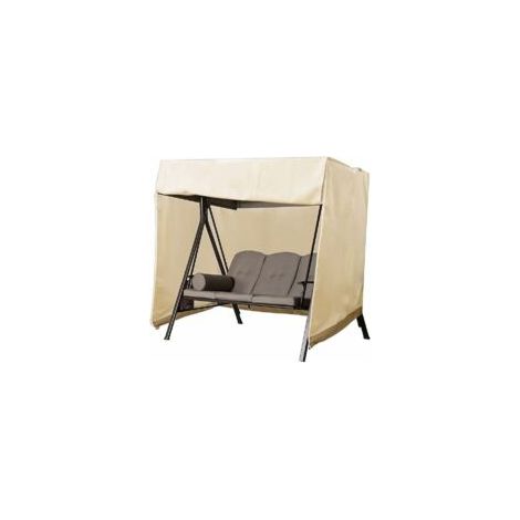 Housse De Balancelle De Jardin 2 Places, Housse Pour Balancelle Exterieur Oxford Imperméable Anti-Uv Couverture De Protection Balançoire (Beige)-160x120x170cm- Crezuo (1/4)