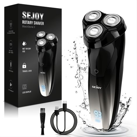 Rasoir électrique rechargeable pour homme Sejoy avec lame rotative et charge rapide