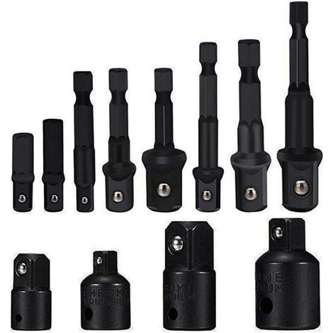 Socket Adaptor Converter Set Clé d'écrou de forets à queue hexagonale 8 pièces socket Extension Adaptateur Bit Set Lot de 4 Adaptateurs Réducteurs Pour Clés à Rochet/Clé à Douille (1/4)